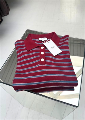 Adanne stripe polo bluse Wine/Blue Boii Studios